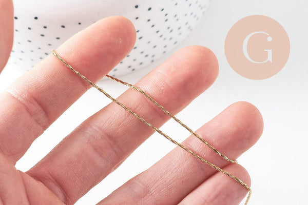 Chaine acier dorée 14k serpent,fourniture créative,chaine collier,sans nickel,chaine fantaisie,acier, chaine complète,1mm,43cm-G1100