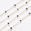 Chaine acier inoxydable doré IP 14 carats fantaisie résine noire 0.5-1.mm, x1 mètre (G5446)