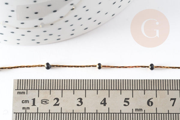 Chaine acier inoxydable doré IP 14 carats fantaisie résine noire 0.5-1.mm, x1 mètre (G5446)