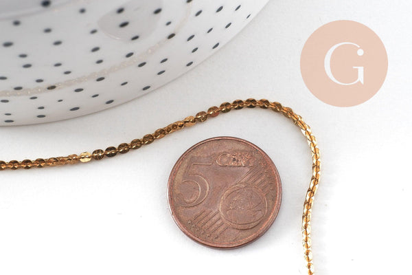 Chaine acier inoxydable doré IP 14 carats fantaisie, x1 mètre (G0148)