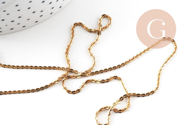 Chaine acier inoxydable doré IP 14 carats fantaisie, x1 mètre (G0148)