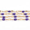 Chaine acier inoxydable doré IP 14K fantaisie résine violette 2mm, x1 mètre (G1508)