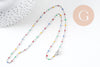 Chaine avec fermoir acier inoxydable platine résine multicolore 2mm-45cm,chaine collier, x1 (G1412)