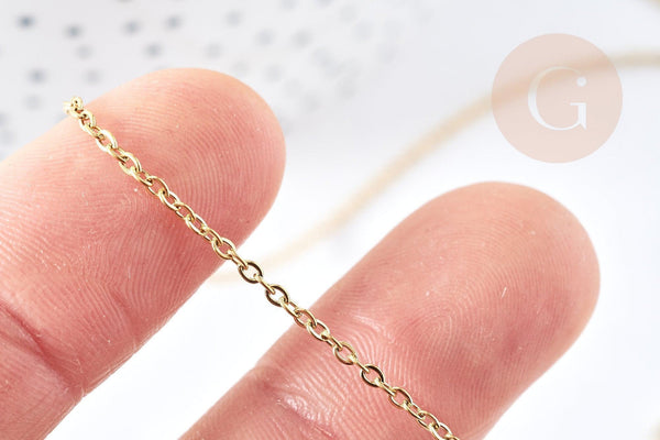 Chaine avec fermoir forçat acier inoxydable 304 doré PVD 1.5mm - 45cm, x1 (G8778)