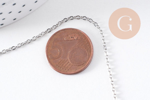 Chaine avec fermoir platine forçat 1.6mm/70cm, x1 (G4782)