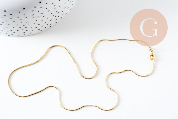 Chaine avec fermoir serpent laiton doré 43cm, x1 (G7106)