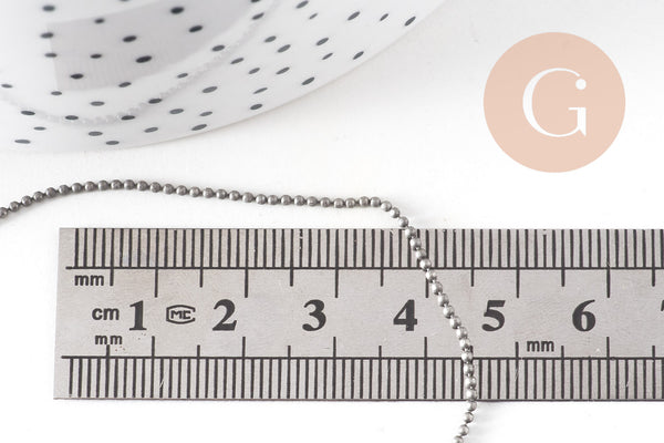 Chaine boule argent vieilli, chaine bijou, chaine boule,sans nickel, grossiste chaine,1.5mm, X1 ou X5 Mètres G1772