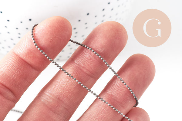 Chaine boule argent vieilli, chaine bijou, chaine boule,sans nickel, grossiste chaine,1.5mm, X1 ou X5 Mètres G1772