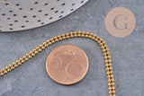 Chaine boule double laiton brut,chaine bijou, création bijoux,chaine boule,sans nickel, grossiste,1.5mm, 1 metre (G0654)