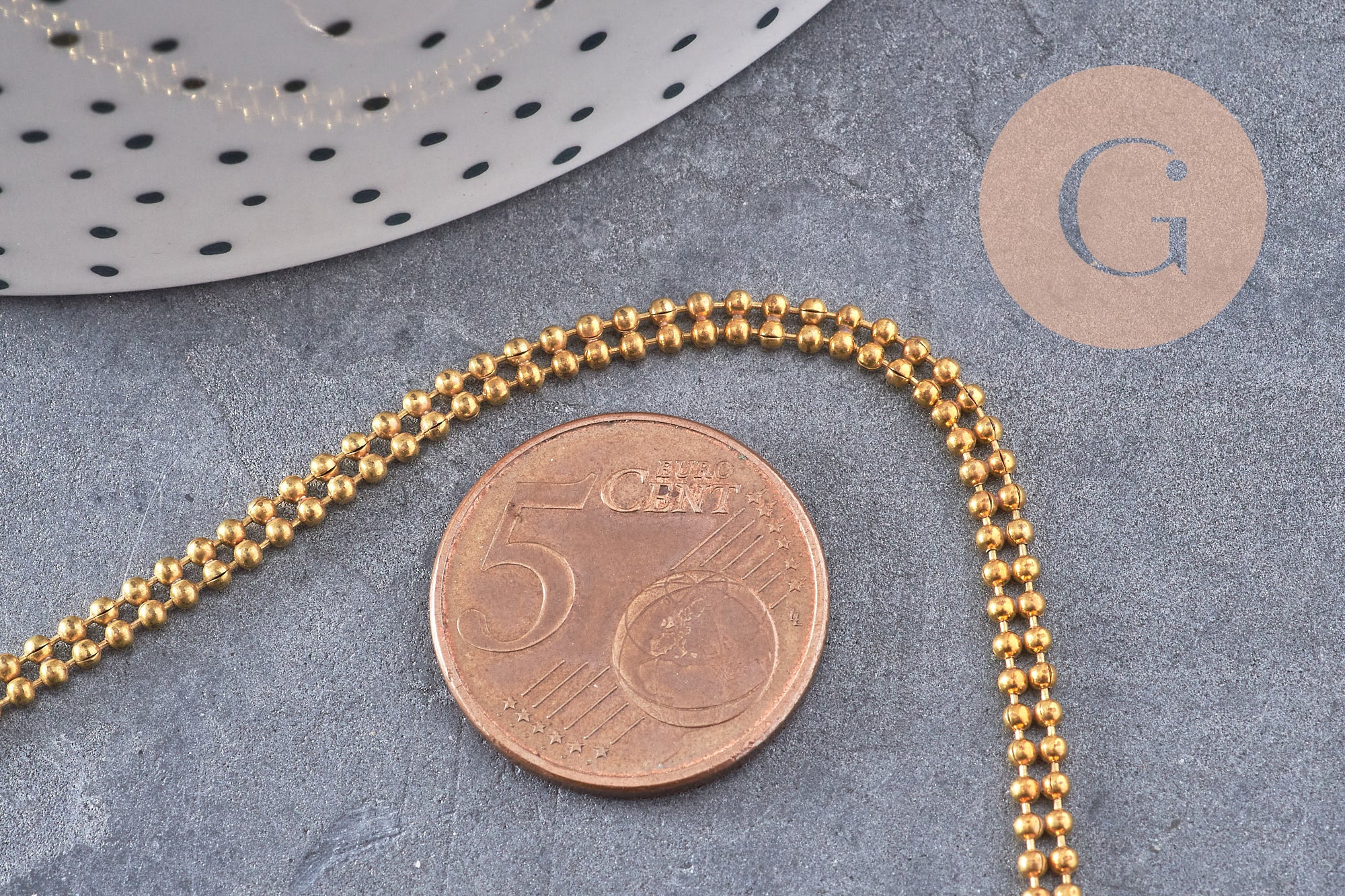 Chaine boule double laiton brut,chaine bijou, création bijoux,chaine boule,sans nickel, grossiste,1.5mm, 1 metre (G0654)