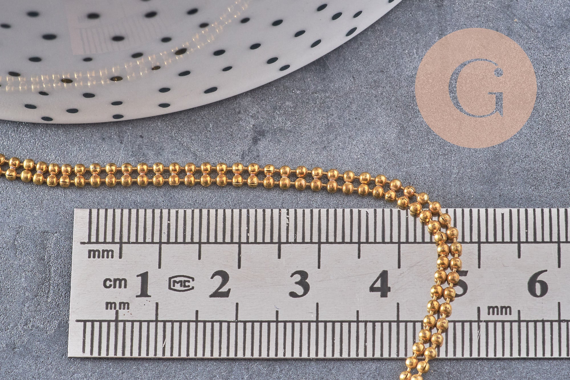 Chaine boule double laiton brut,chaine bijou, création bijoux,chaine boule,sans nickel, grossiste,1.5mm, 1 metre (G0654)