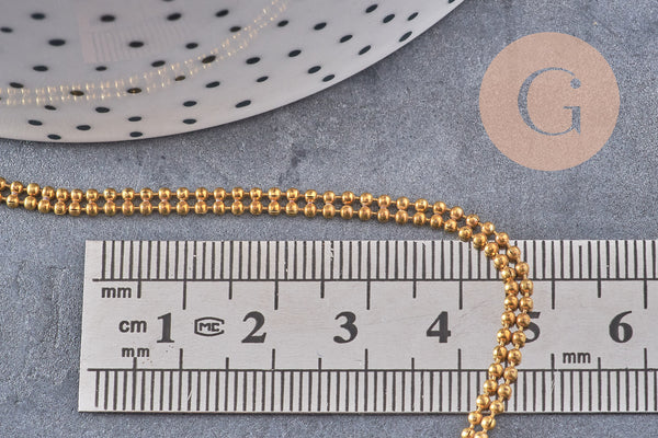 Chaine boule double laiton brut,chaine bijou, création bijoux,chaine boule,sans nickel, grossiste,1.5mm, 1 metre (G0654)