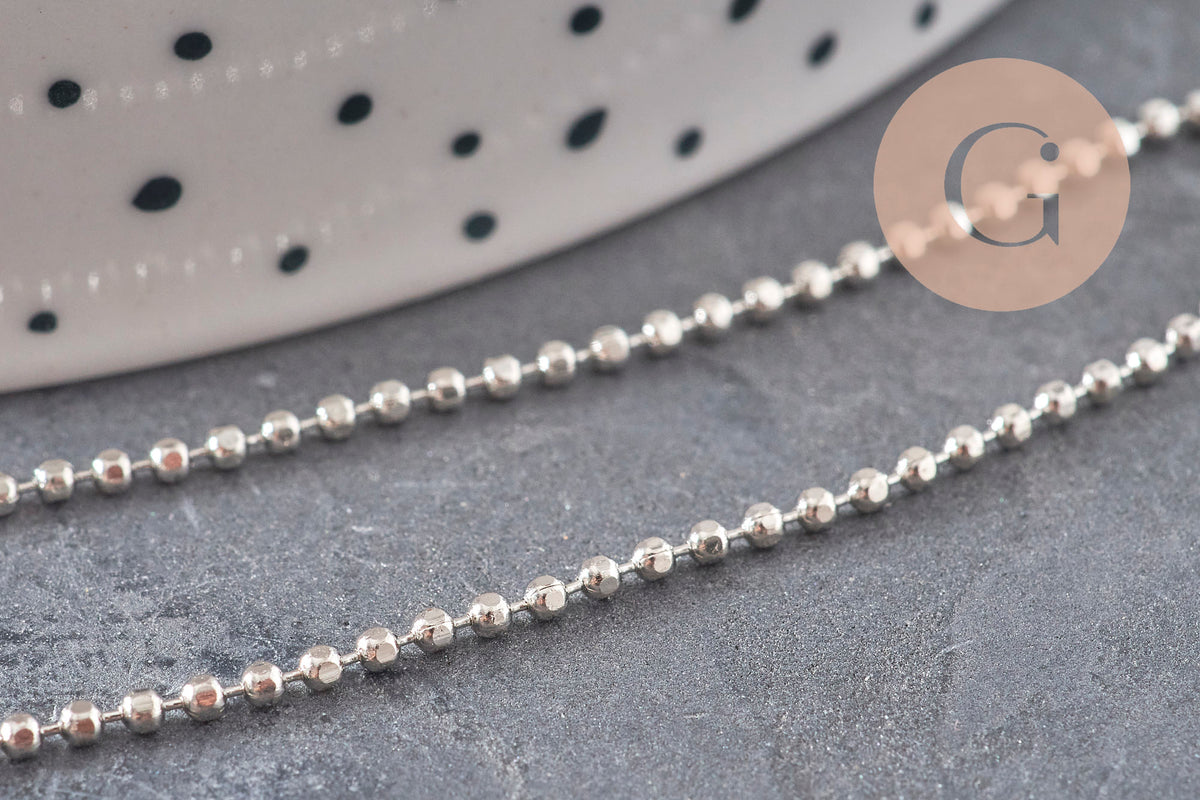 Cadena bola facetada latón platino facetado 1.5mm, x5 metros VÁLIDO