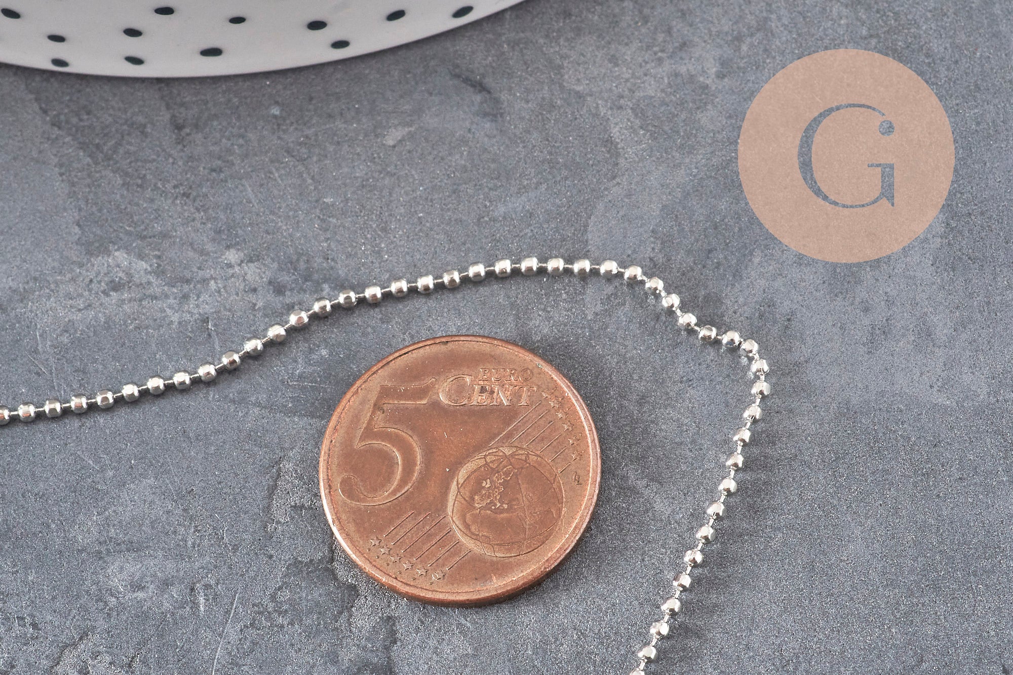 Cadena bola facetada latón platino facetado 1.5mm, x5 metros VÁLIDO