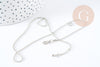 Chaine boule fine laiton platine boule facettes 1.5mm/45cm,chaine collier laiton argenté chaine complète avec fermoir x1 G6202