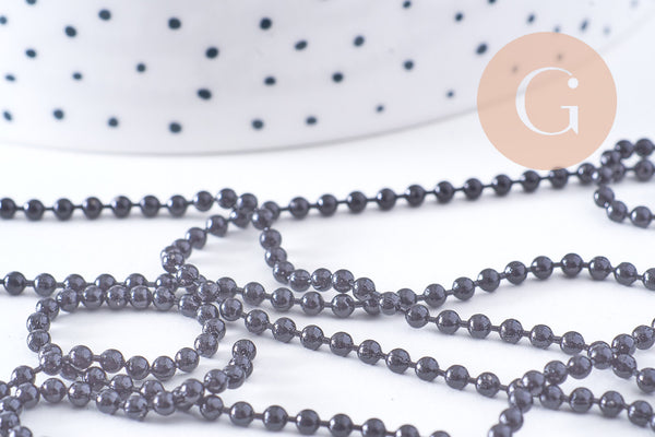 Chaine boule noire intense 2mm, x1 mètre (G10632)