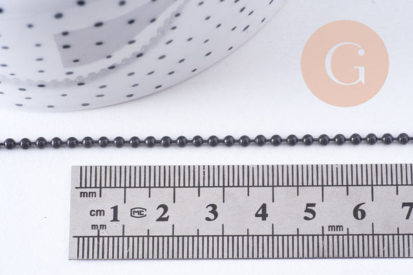 Chaine boule noire intense 2mm, x1 mètre (G10632)