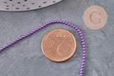 Chaine boule violette, fourniture créative, chaine bijou, création bijoux,chaine boule, chaine couleur,1.5mm, 5 mètres,G2679