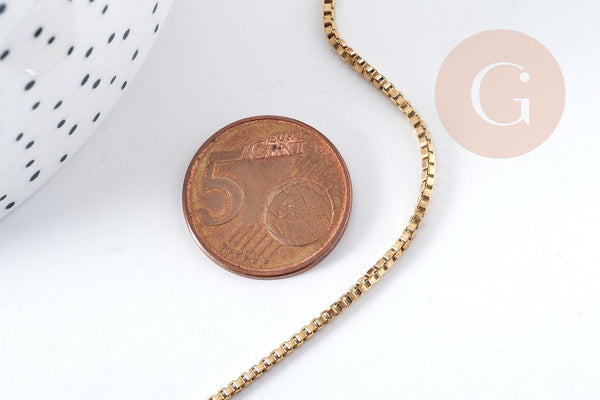 Chaîne carrée maille vénitienne laiton brute 1mm, x 1 mètre (G8304)