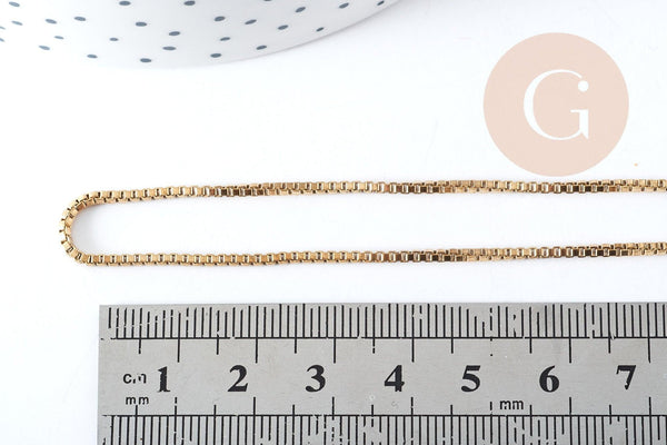 Chaîne carrée maille vénitienne laiton brute 1mm, x 1 mètre (G8304)