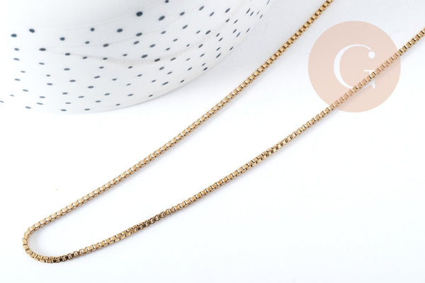 Chaîne carrée maille vénitienne laiton brute 1mm, x 1 mètre (G8304)