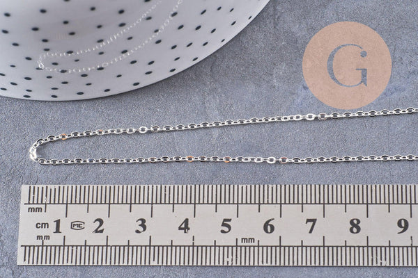 Chaine collier complète laiton argentée forçat 70cm, x1 (G0851)