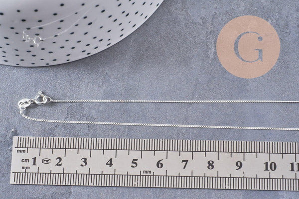 Chaine collier forçat très fine argent 925 massif 0.9mm - 45cm, x1 (G5342)