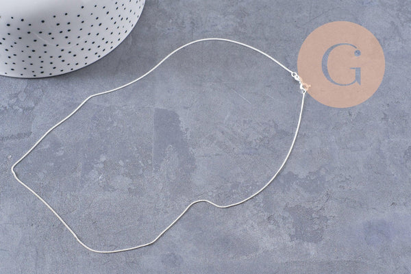 Chaine collier forçat très fine argent 925 massif 0.9mm - 45cm, x1 (G5342)