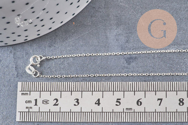 Chaine collier forçat très fine argent massif 0.8mm-45cm, x1 (G0702)