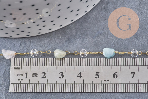 Chaine collier pierre laiton doré 39.5cm, x1 (G10921)