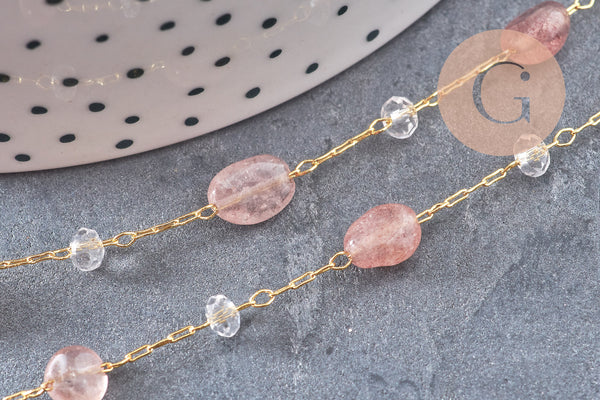 Chaine collier pierre laiton doré 39.5cm, x1 (G10921)