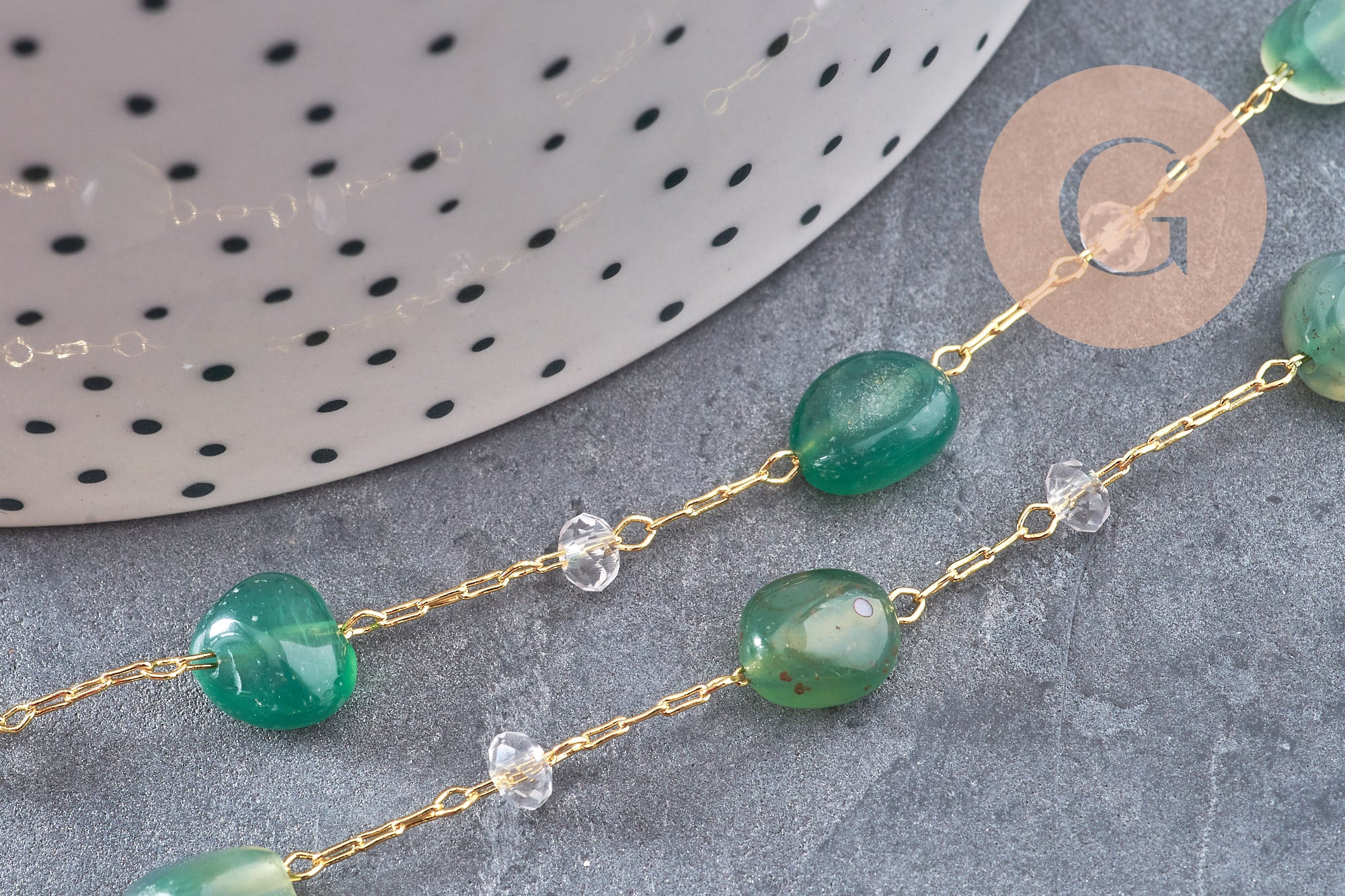 Collier Chaine collier pierre laiton doré 39.5cm, x1 (G10921)
