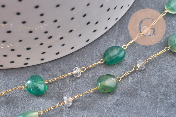 Chaine collier pierre laiton doré 39.5cm, x1 (G10921)