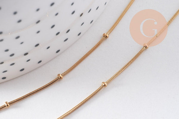 Chaine complète acier doré 14k satellite 0.9mm-50cm,chaine collier acier inoxydable,sans nickel, x1 (G5796)