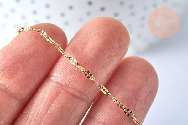 Chaine complète acier dorée 14k dentelle,collier doré,sans nickel,acier doré,chaine complète,2mm,45cm, x1 G4821