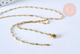 Collier Chaine complète acier dorée 14k dentelle,collier doré,sans nickel,acier doré,chaine complète,2mm,45cm, x1 G4821