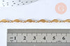 Chaine complète acier dorée 14k feuille,chaine collier,sans nickel,acier doré, chaine complète,44.5m, x1 G0631