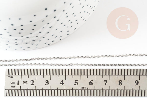 Chaine complète avec fermoir forçat acier inoxydable 1.5mm-45cm, x1 (G9301)