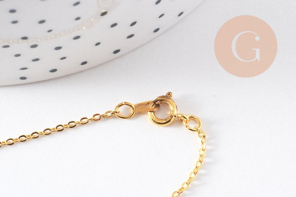 Chaine complète collier laiton doré forçat 14K 1.5mm-40cm, x1 (G10115)