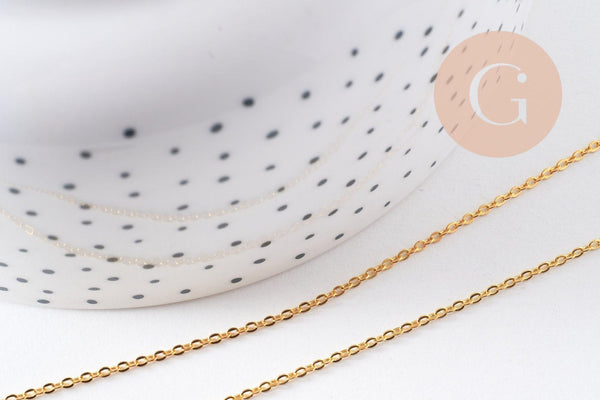 Chaine complète collier laiton doré forçat 14K 1.5mm-40cm, x1 (G10115)
