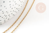 Collier Chaine complÚte forçat acier 304 inoxydable doré IP 2mm/50cm avec fermoir, x1 (G9300)