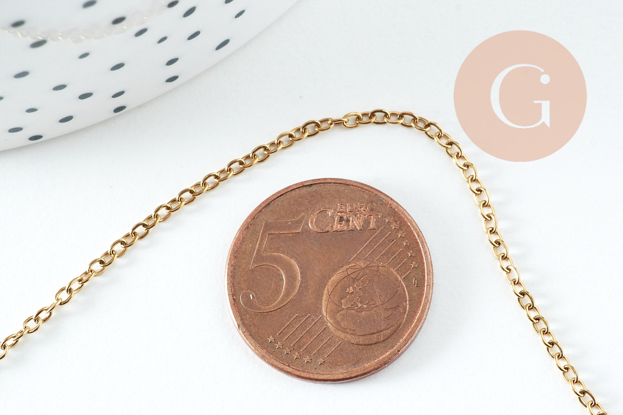 Collier Chaine complète forçat acier inoxydable doré 1.5mm/45cm avec fermoir, x1 (G10732)