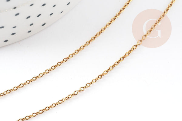 Chaine complète forçat acier inoxydable doré IP 45cm avec fermoir, x1 (G9206)