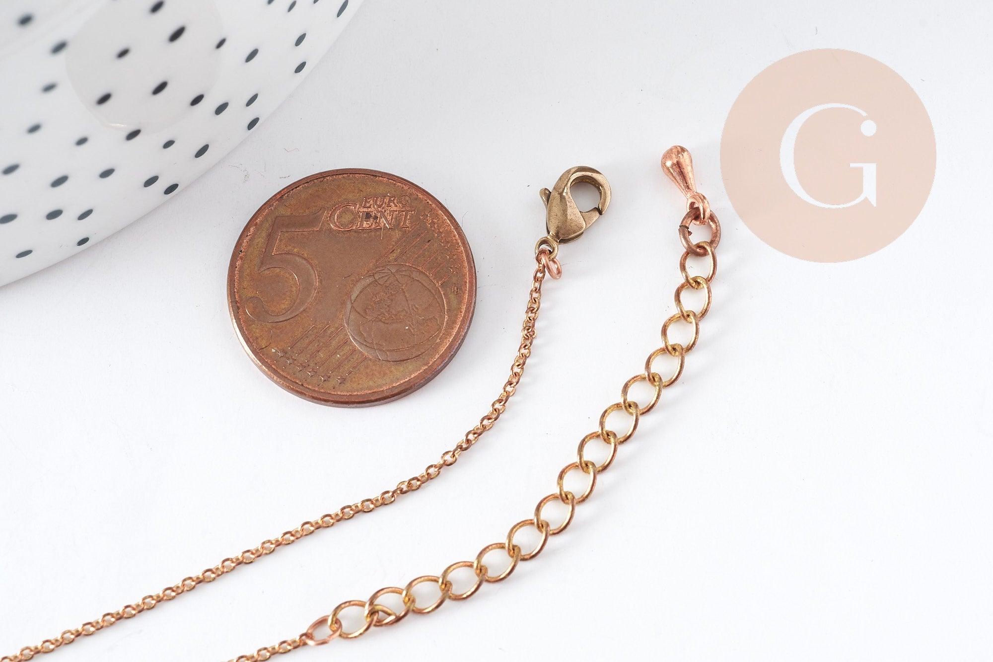 Collier Chaine complète forçat avec fermoir cuivre brut 2mm/80cm, x1 (G8315)
