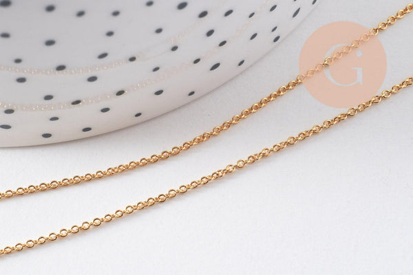 Chaine complète forçat avec fermoir dorée or 16K 2mm/80cm,chaine chaine complète doré pour création collier, x1 (G1123)