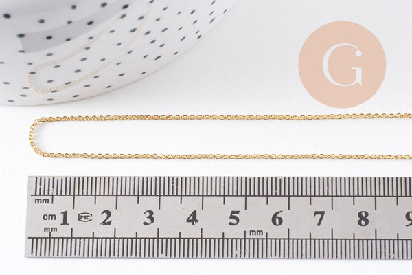 Chaine complète forçat avec fermoir dorée or 16K 2mm/80cm,chaine chaine complète doré pour création collier, x1 (G1123)