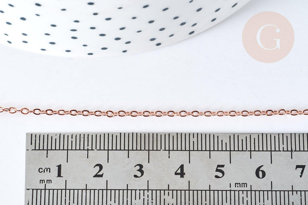 Chaine complète laiton or rose forçat 45cm, collier dorée or rose, x1 (G8340)