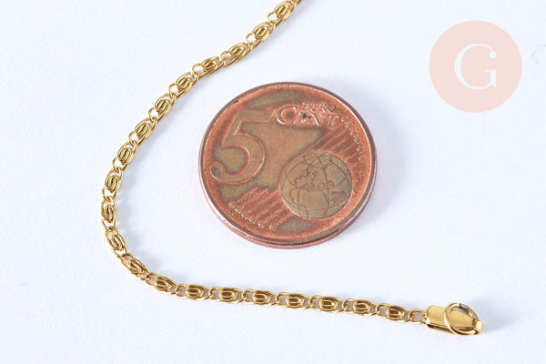 Chaine complète maille myriade acier inoxydable 304 doré 44.5cm-2mm, x1 (G6976)