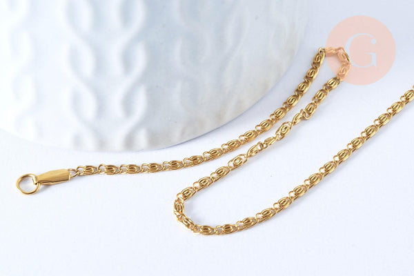 Chaine complète maille myriade acier inoxydable 304 doré 44.5cm-2mm, x1 (G6976)