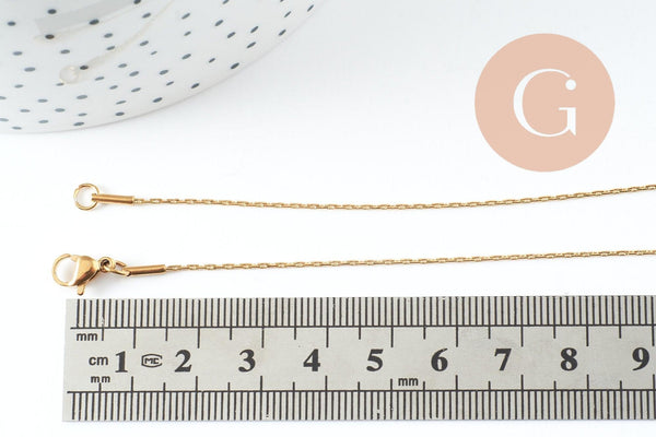 Chaine complète serpent acier inoxydable 304 dorée 1mm-45cm, x1 (G10113)